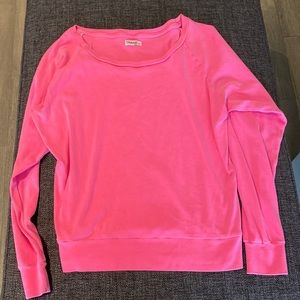 Bright Pink TNA Wide Neck Long Sleeve